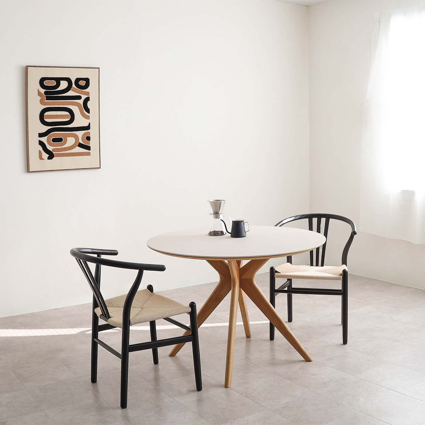 ダイニングチェア アームチェア ペーパーコード座面 2脚セット / 02000055