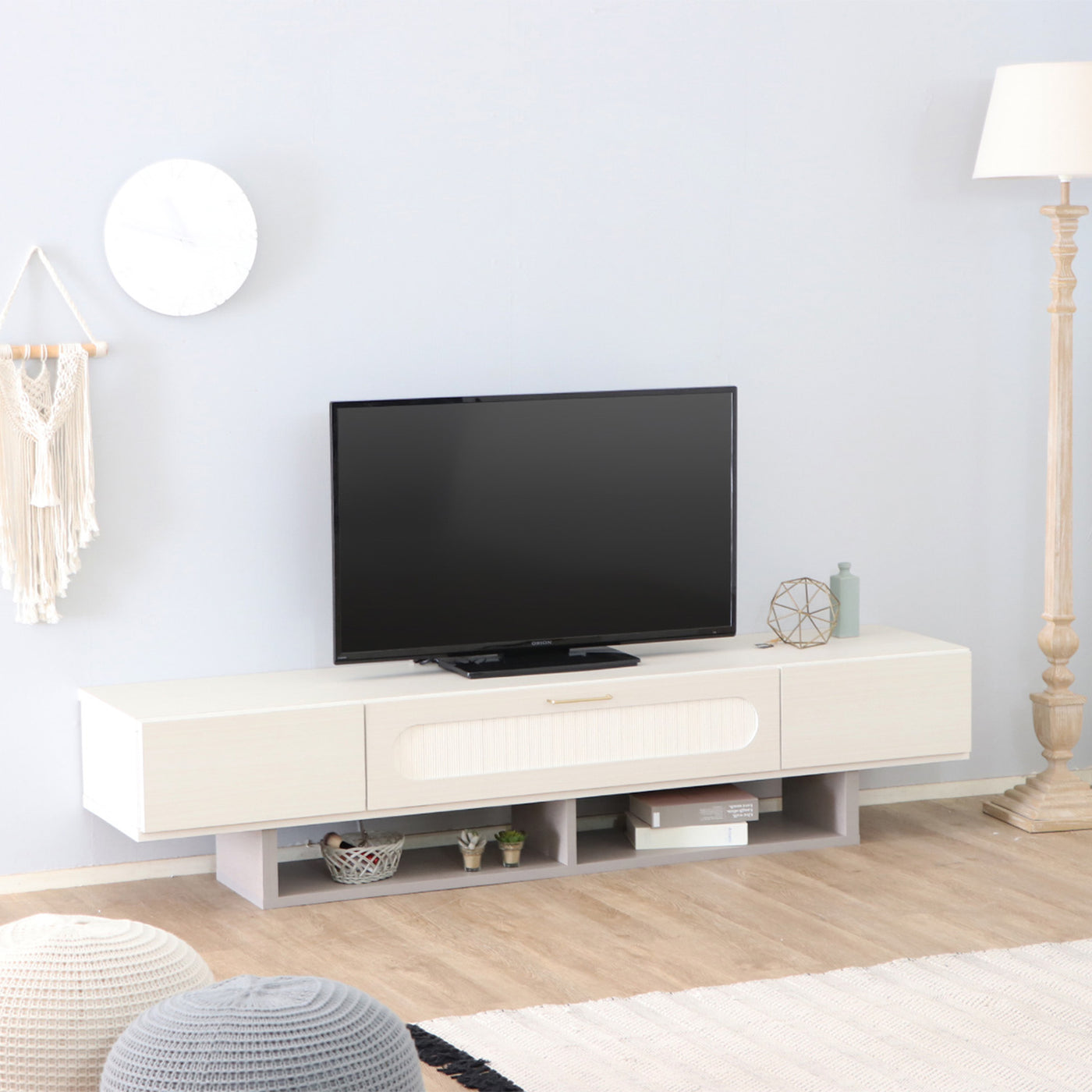 日本製 ホワイト テレビボード 幅180cm / 54683950