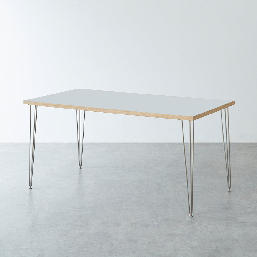 無印 アルミ脚 ダイニングテーブル メラニン塗装　ホワイト メラミン天板 ダイニングテーブル 幅150cm / DT002 ステンレス脚