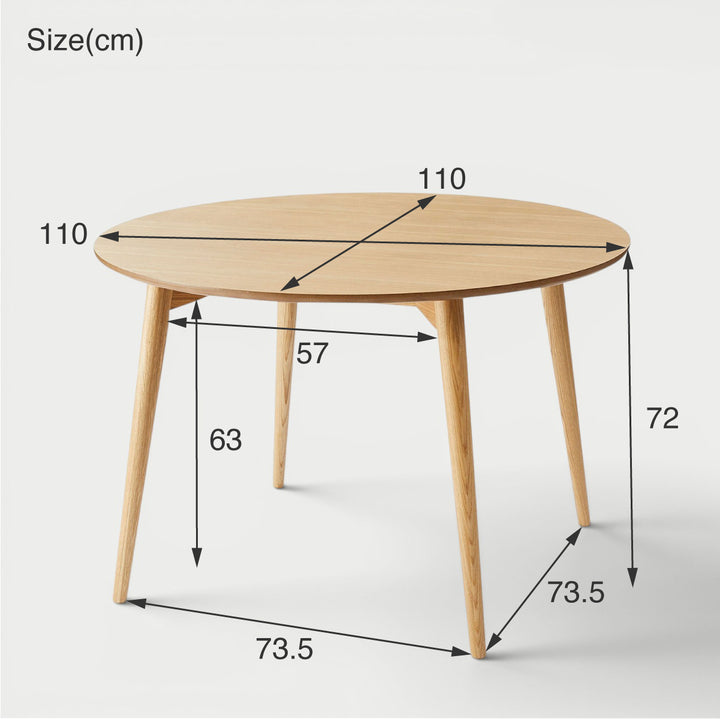 ラウンド ダイニングテーブル 円形 4人用 木製 幅110cm / KRM-110