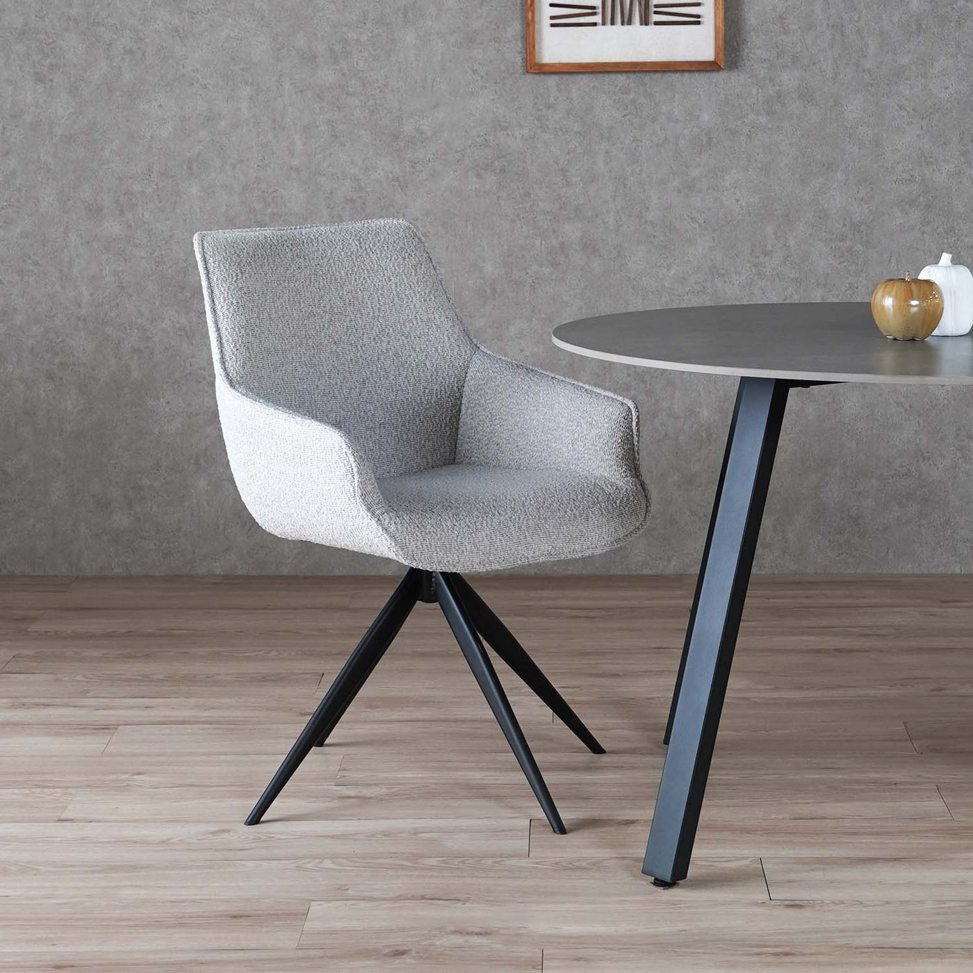 ダイニングチェア アーム 回転チェア ブークレ ファブリック / PC-182