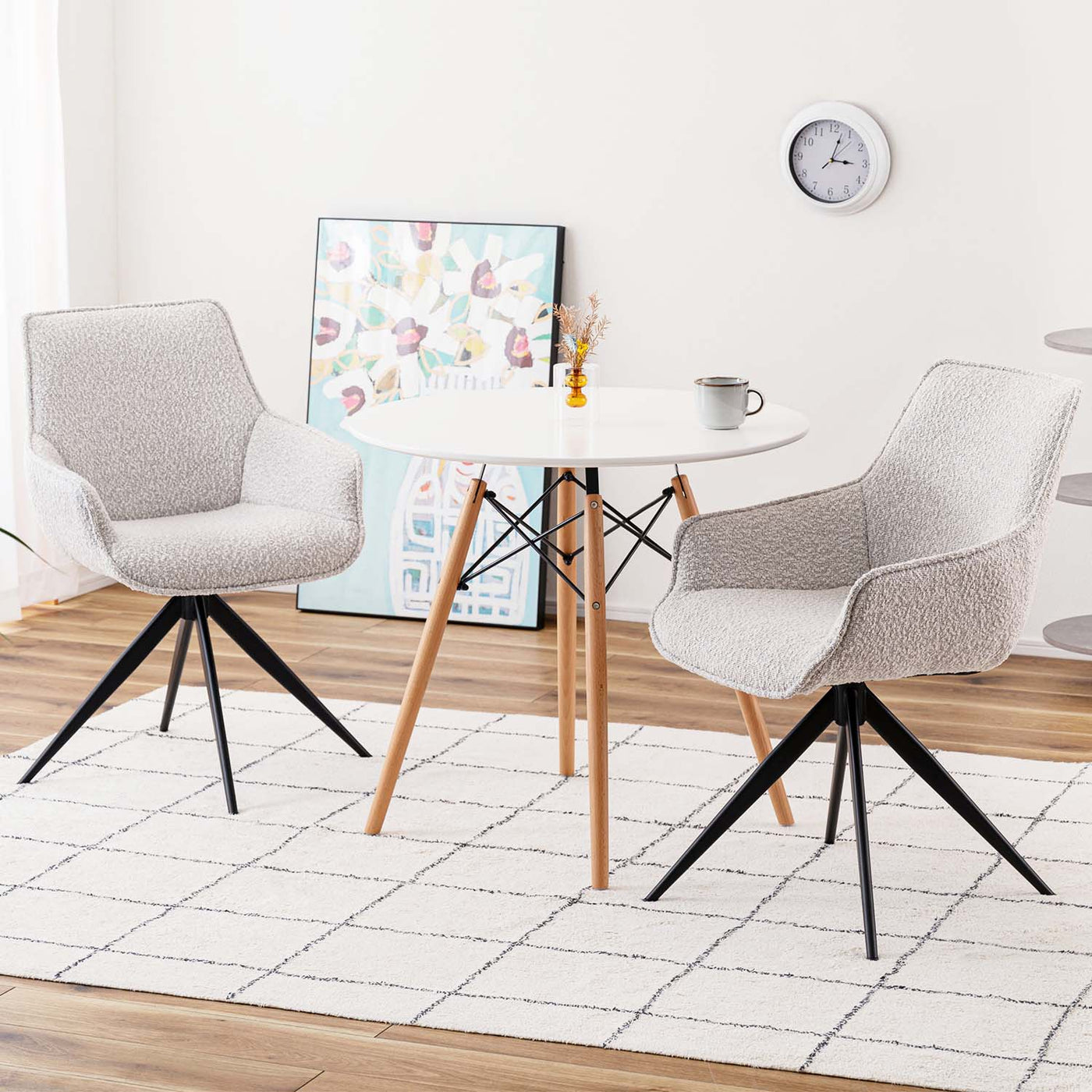 ダイニングチェア アーム 回転チェア ブークレ ファブリック / PC-182