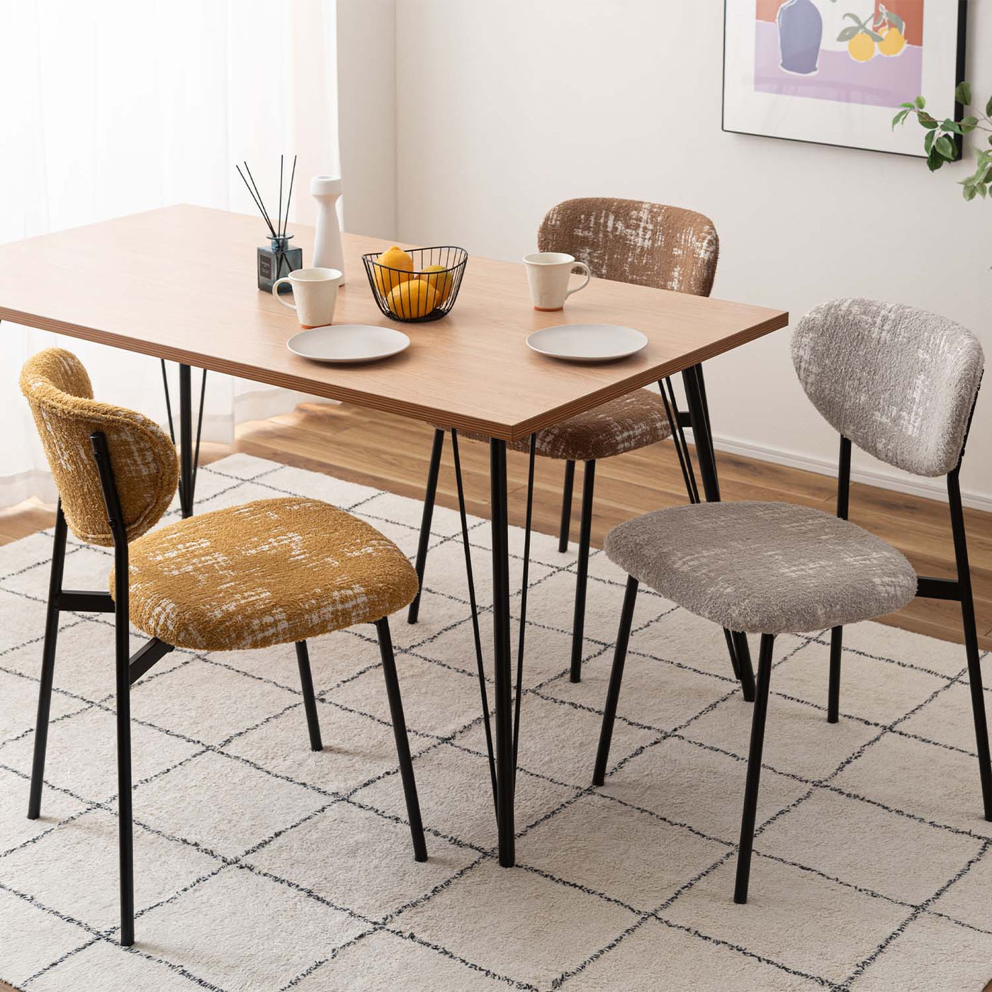 ダイニングチェア アームレスチェア ブークレ ファブリック / PC-267