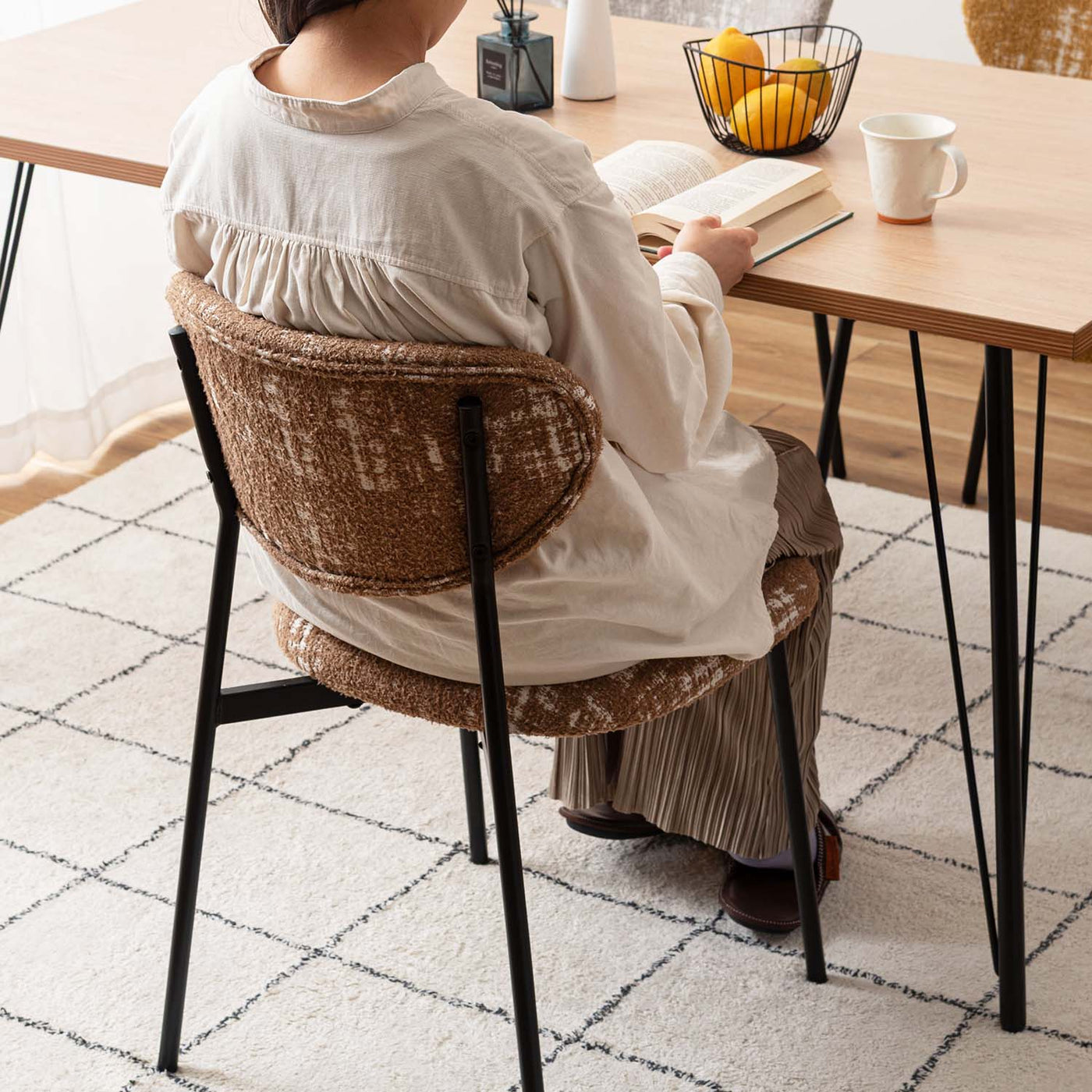 ダイニングチェア アームレスチェア ブークレ ファブリック / PC-267