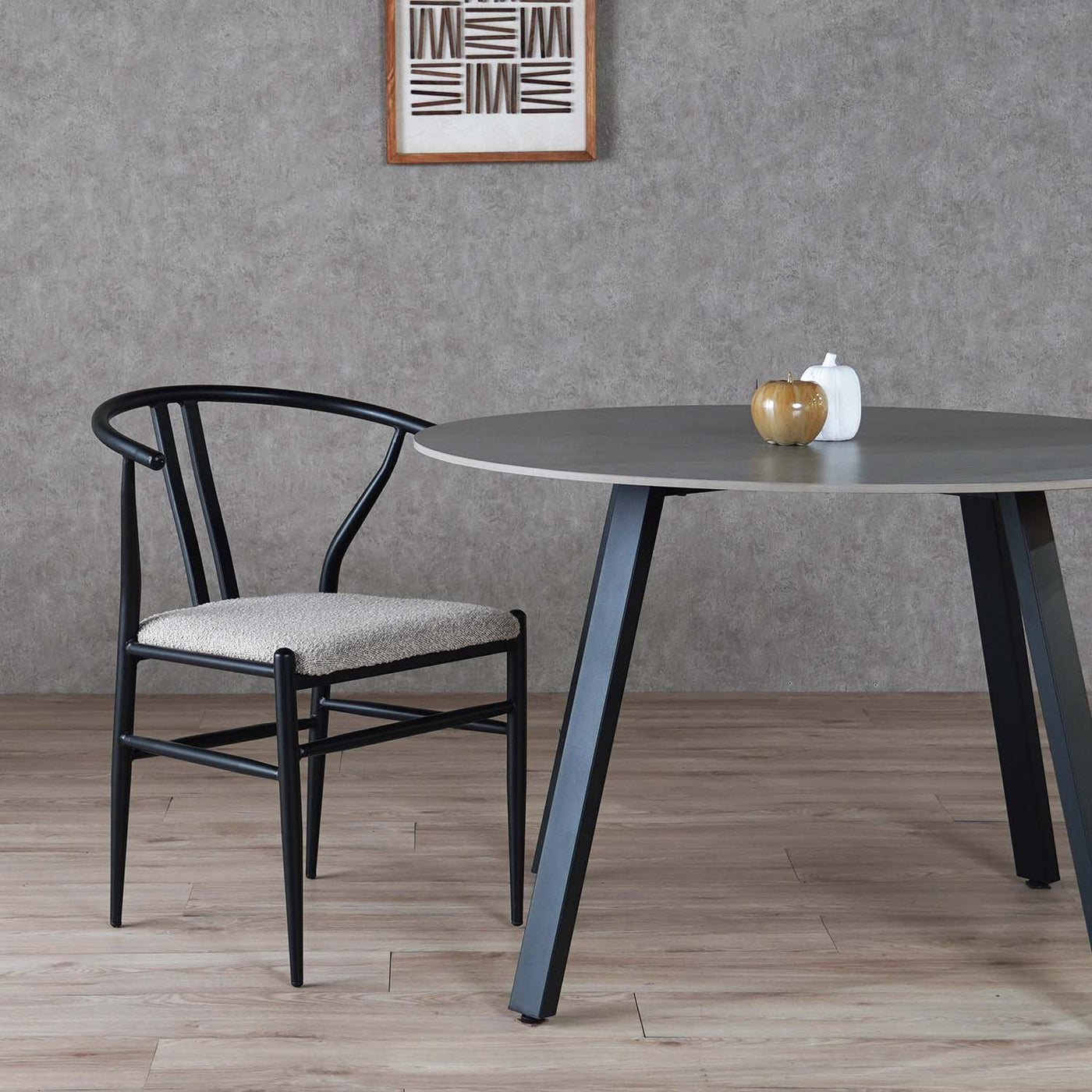 ダイニングチェア アームチェア ブークレ座面 スチールフレーム / PC-821