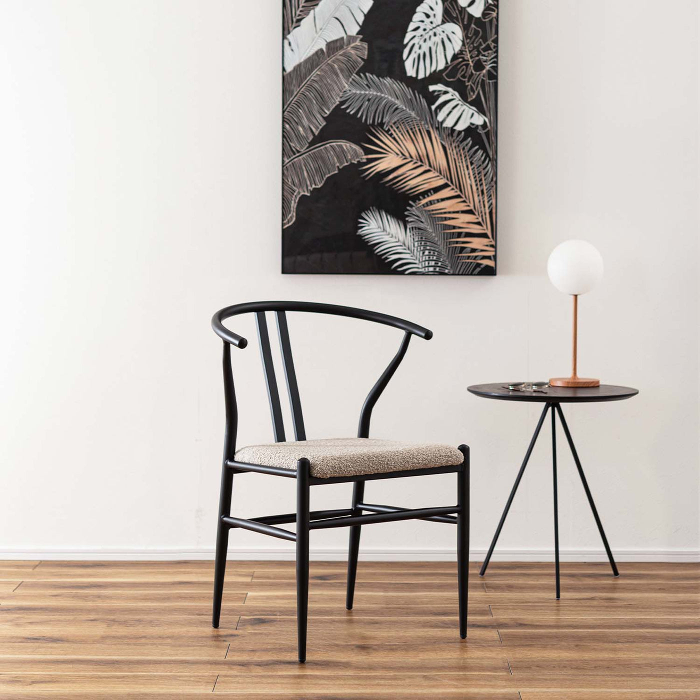 ダイニングチェア アームチェア ブークレ座面 スチールフレーム / PC-821