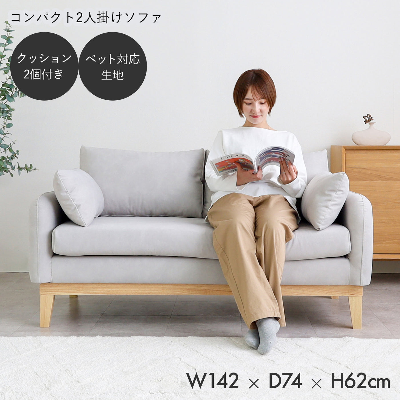 コンパクト 2人掛けソファ / SF004 開梱設置付き