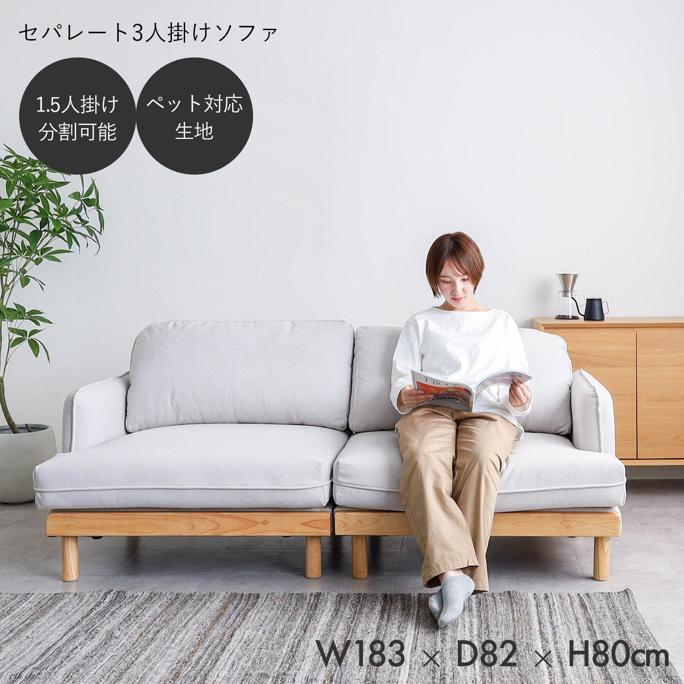 3人掛け セパレートソファ / SF007 開梱設置付き