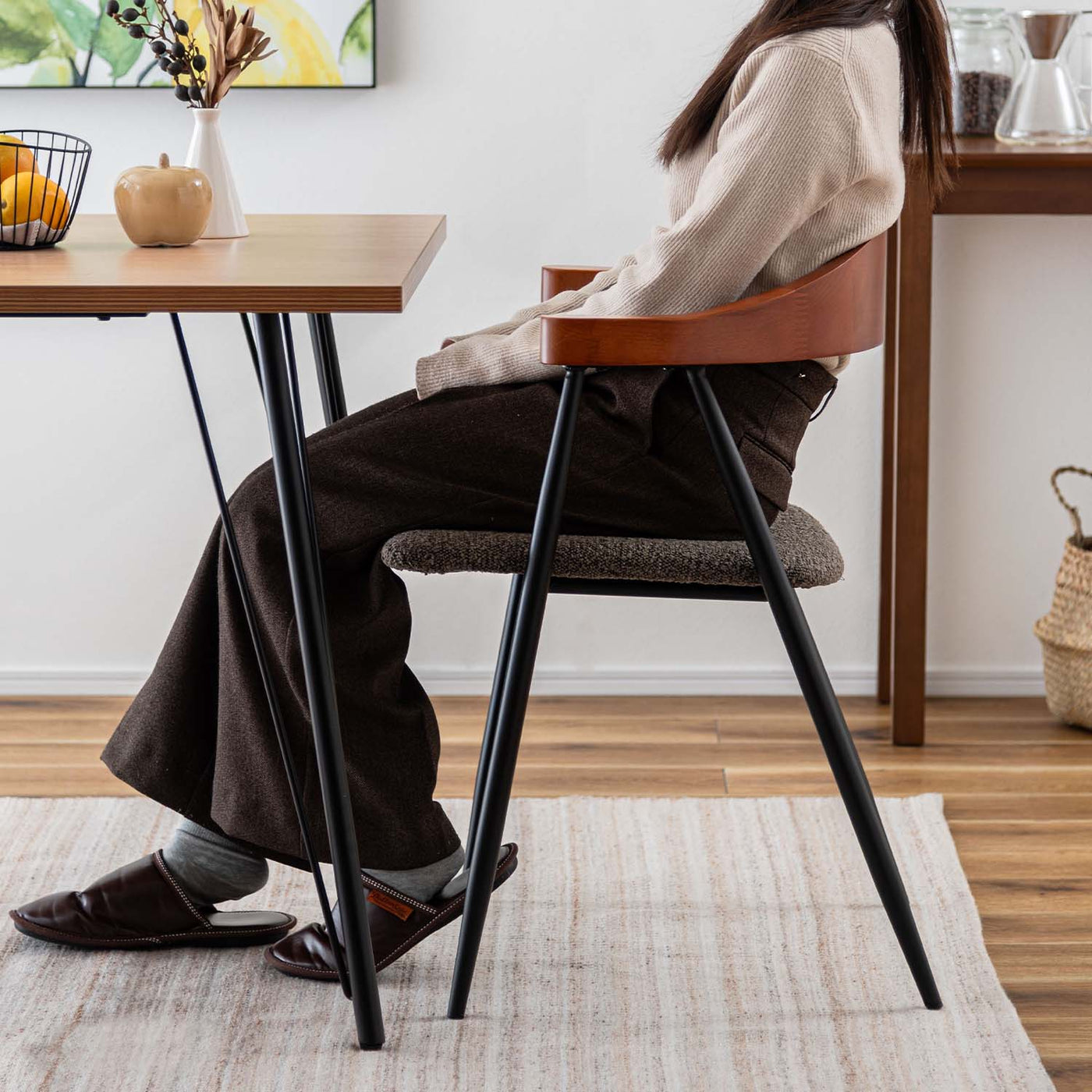 ダイニングチェア アームチェア ブークレ ファブリック / TEC-83