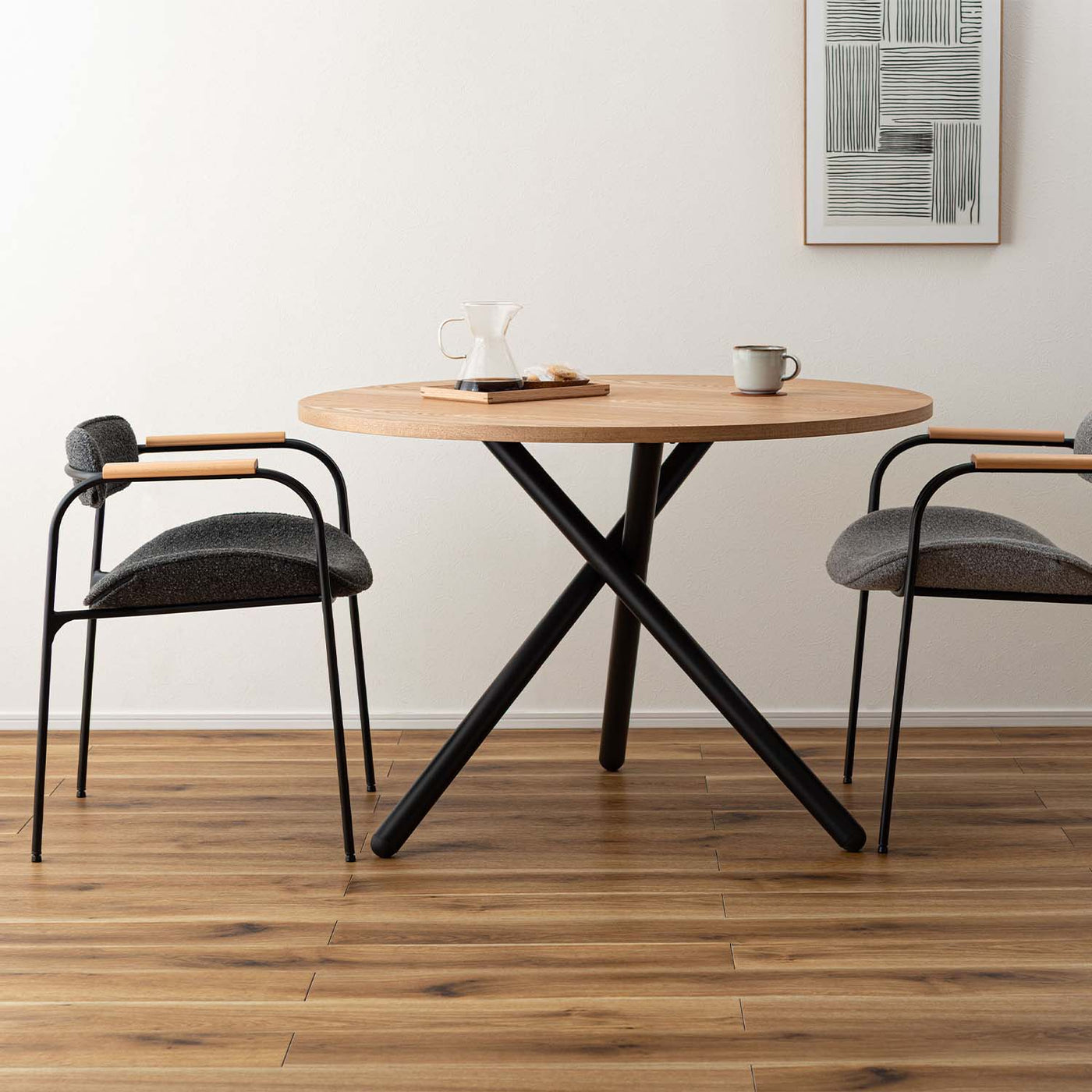 ダイニングチェア スチールチェア アームチェア ファブリック / TEC-86